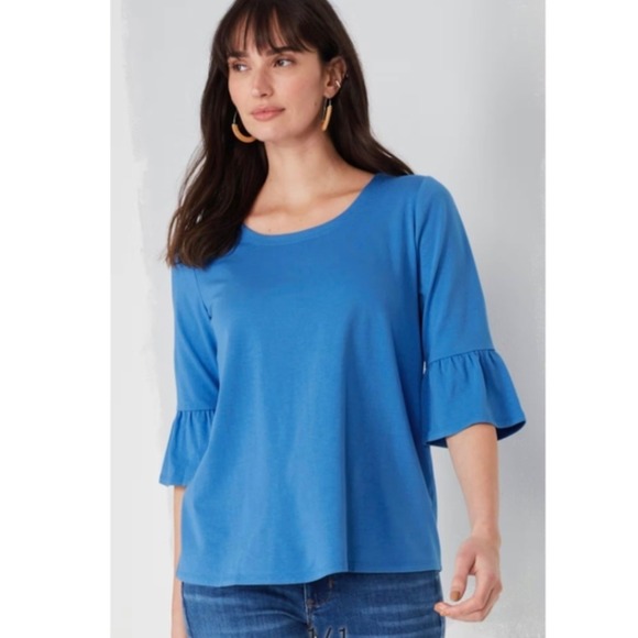 J. Jill Tops - NEW J.Jill Blue Cerulean Soft Stretch Casual Boho Top Half Sleeve Women's XL